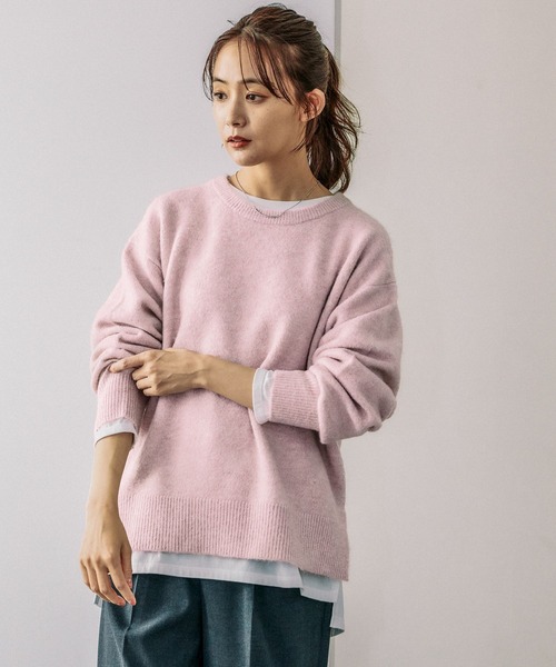 GLOBAL WORK(グローバルワーク)の「フワフワHug meクルー/115920(ニット/セーター・レディース・ダークブラウン/オートミール/ラベンダー/オリーブ/グレイッシュブルー/ライトピンク・REGULAR/SHORT)」の17枚目の写真