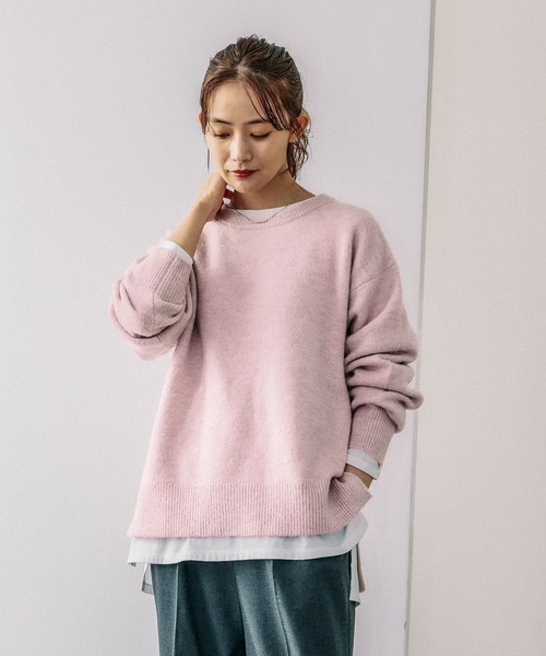 GLOBAL WORK(グローバルワーク)の「フワフワHug meクルー/115920(ニット/セーター・レディース・ダークブラウン/オートミール/ラベンダー/オリーブ/グレイッシュブルー/ライトピンク・REGULAR/SHORT)」の18枚目の写真