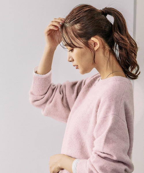 GLOBAL WORK(グローバルワーク)の「フワフワHug meクルー/115920(ニット/セーター・レディース・ダークブラウン/オートミール/ラベンダー/オリーブ/グレイッシュブルー/ライトピンク・REGULAR/SHORT)」の20枚目の写真