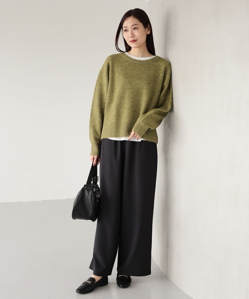 GLOBAL WORK(グローバルワーク)の「フワフワHug meクルー/115920(ニット/セーター・レディース・ダークブラウン/オートミール/ラベンダー/オリーブ/グレイッシュブルー/ライトピンク・REGULAR/SHORT)」の7枚目の写真