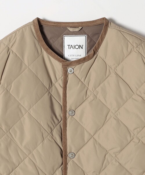 TAION：＜手洗い可能＞ パイピング クルーネック ロングダウンコート TAION ダウンジャケット ダウン 「TAION(タイオン)」「ユニ