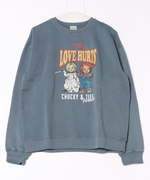 JEANS MATE(ジーンズメイト)の「【Child's Play/チャイルドプレイ】オリジナルデザイン 裏起毛パウダーブリーチ加工クルーネックスウェット チャッキー ティファニー(スウェット・メンズ・ブルー系その他/ブラック系その他・LARGE/MEDIUM/X-LARGE)」の9枚目の写真