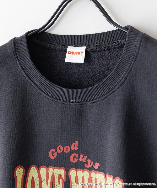 JEANS MATE(ジーンズメイト)の「【Child's Play/チャイルドプレイ】オリジナルデザイン 裏起毛パウダーブリーチ加工クルーネックスウェット チャッキー ティファニー(スウェット・メンズ・ブルー系その他/ブラック系その他・LARGE/MEDIUM/X-LARGE)」の10枚目の写真