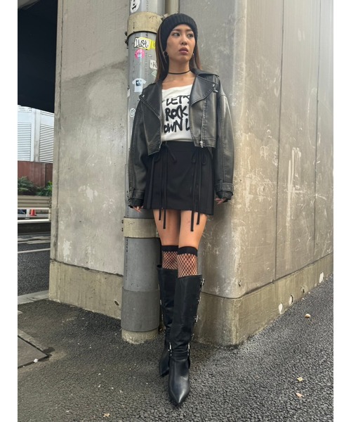 EGOIST(エゴイスト)の「リボンプリーツミニスカート(スカート・レディース・ブラック/グレー・S/M)」の16枚目の写真