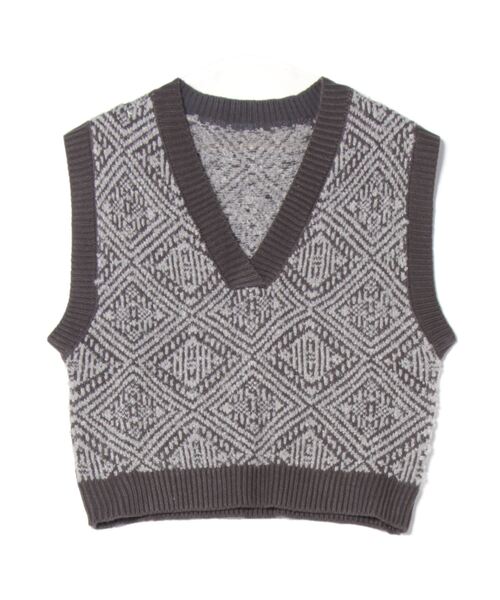 Lull（ルル）の「【Lull / ルル】セットアップ対応 / ジオメトリックニットベスト（ニット/セーター・レディース・ベージュ/グレー・ONESIZE）」の14枚目の写真