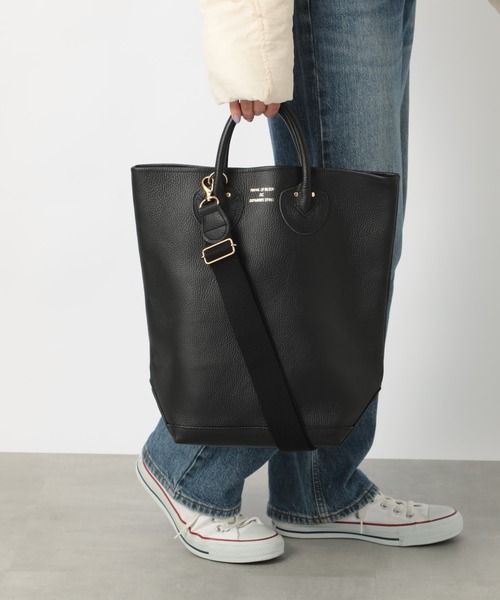 EMBOSSED LEATHER HAVERSACK M ブラック ヤングアンドオルセン エンボスド レザー ハバーサック M