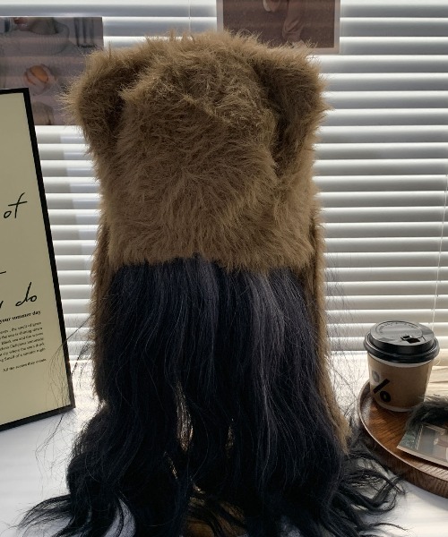 WEGO（ウィゴー）の「WEGO/フワフワワンちゃんニットキャップ/ビーニー（ニットキャップ/ビーニー・レディース・ブラウン/ホワイト・FREE）」の10枚目の写真