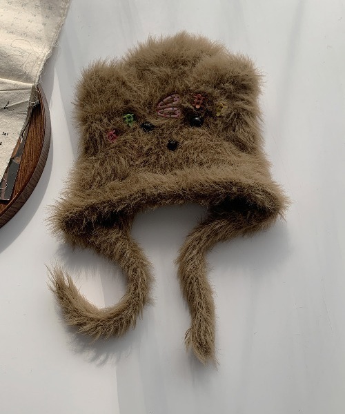 WEGO（ウィゴー）の「WEGO/フワフワワンちゃんニットキャップ/ビーニー（ニットキャップ/ビーニー・レディース・ブラウン/ホワイト・FREE）」の11枚目の写真