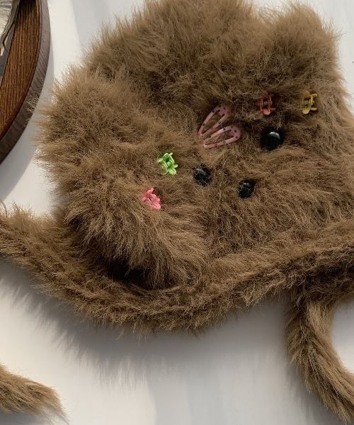 WEGO（ウィゴー）の「WEGO/フワフワワンちゃんニットキャップ/ビーニー（ニットキャップ/ビーニー・レディース・ブラウン/ホワイト・FREE）」の15枚目の写真