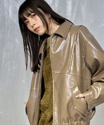 【Nora Lily】Dull Luster Fake Leather Blouson
