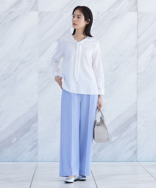 INDIVI（インディヴィ）の「【洗える】ストライプドビー ボウタイブラウス（シャツ/ブラウス・レディース・ライトグレー/ホワイト/オレンジ系/グレー系その他6・05/13/15 /19/36/38/40）」の8枚目の写真