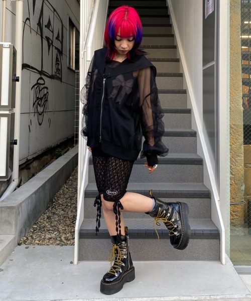 Candy Stripper（キャンディストリッパー）の「LACY BIKER ショーツ（その他パンツ・レディース・ブラック/オフホワイト・FREE）」の11枚目の写真