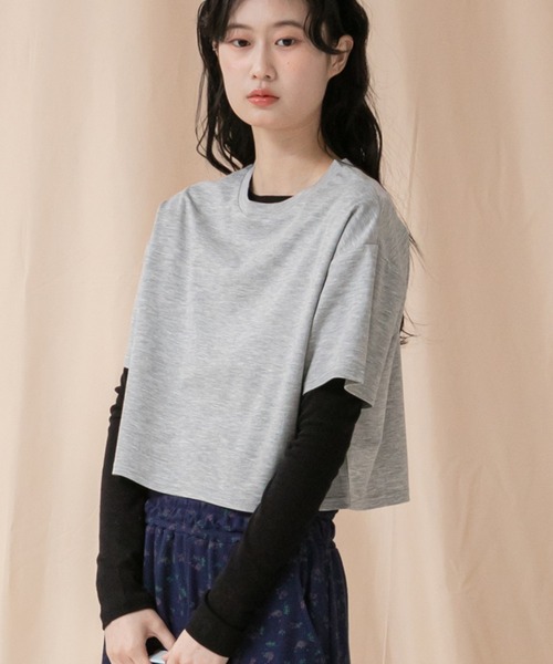 HEILIS(ヘイリス)の「クルーネックベーシッククロップドTシャツ/【ZOZO限定】短丈 コンパクト 韓国 カットソー ホワイト 白T ブラック グレー(Tシャツ/カットソー・レディース・ブラック/グレー/オフホワイト・FREE)」の3枚目の写真
