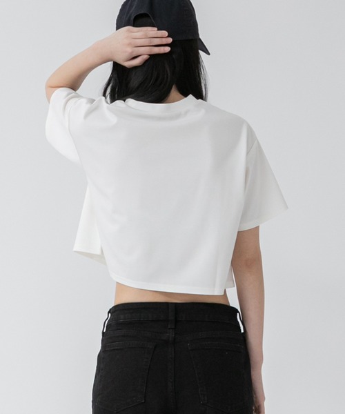 HEILIS(ヘイリス)の「クルーネックベーシッククロップドTシャツ/【ZOZO限定】短丈 コンパクト 韓国 カットソー ホワイト 白T ブラック グレー(Tシャツ/カットソー・レディース・ブラック/グレー/オフホワイト・FREE)」の16枚目の写真