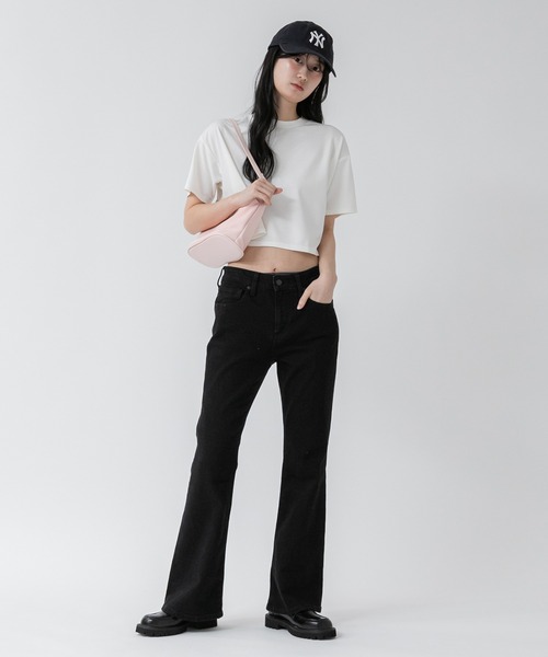 HEILIS(ヘイリス)の「クルーネックベーシッククロップドTシャツ/【ZOZO限定】短丈 コンパクト 韓国 カットソー ホワイト 白T ブラック グレー(Tシャツ/カットソー・レディース・ブラック/グレー/オフホワイト・FREE)」の17枚目の写真