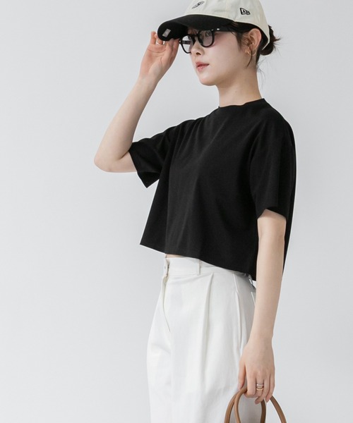 HEILIS(ヘイリス)の「クルーネックベーシッククロップドTシャツ/【ZOZO限定】短丈 コンパクト 韓国 カットソー ホワイト 白T ブラック グレー(Tシャツ/カットソー・レディース・ブラック/グレー/オフホワイト・FREE)」の22枚目の写真