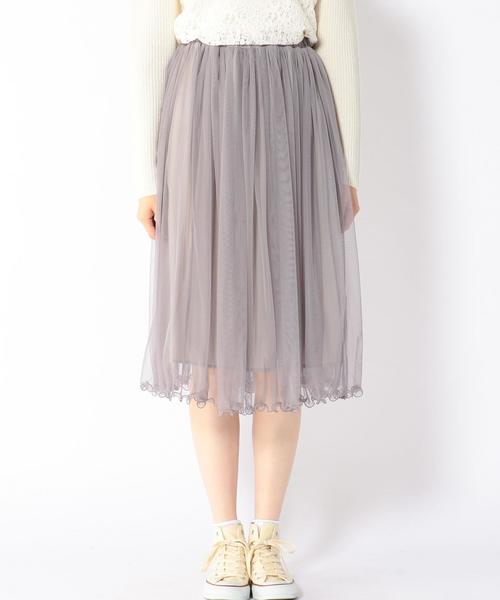 Khaju（カージュ）の「Khaju: チュールギャザースカート□（スカート・レディース・ライトグレー/キャメル/ベージュ/ライトブルーグレー/カーキ・ONE SIZE）」の7枚目の写真