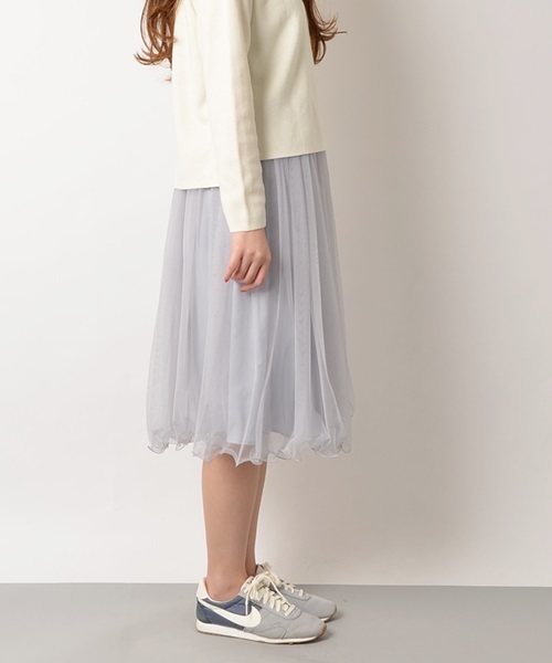 Khaju（カージュ）の「Khaju: チュールギャザースカート□（スカート・レディース・ライトグレー/キャメル/ベージュ/ライトブルーグレー/カーキ・ONE SIZE）」の18枚目の写真