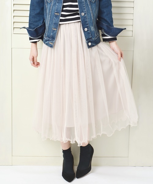 Khaju（カージュ）の「Khaju: チュールギャザースカート□（スカート・レディース・ライトグレー/キャメル/ベージュ/ライトブルーグレー/カーキ・ONE SIZE）」の19枚目の写真