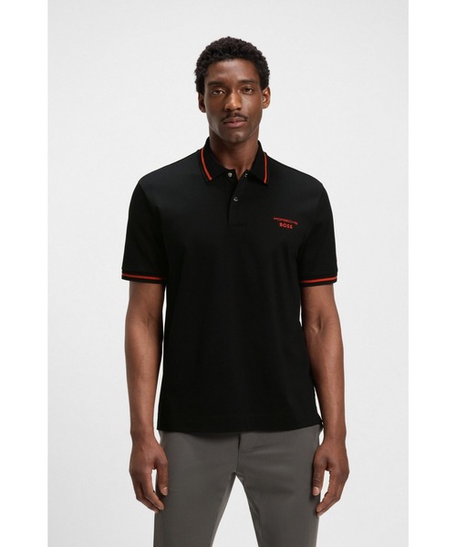 BOSS(ボス)の「Porsche x BOSS アクティブ コットンブレンド ポロシャツ(ポロシャツ・メンズ・オレンジ/ブラック・XL/XXL/L/XXXL/M/S)」の1枚目の写真