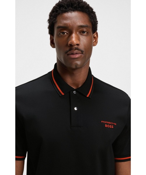 BOSS(ボス)の「Porsche x BOSS アクティブ コットンブレンド ポロシャツ(ポロシャツ・メンズ・オレンジ/ブラック・XL/XXL/L/XXXL/M/S)」の3枚目の写真