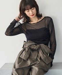 2wayフロッキードットシアートップス