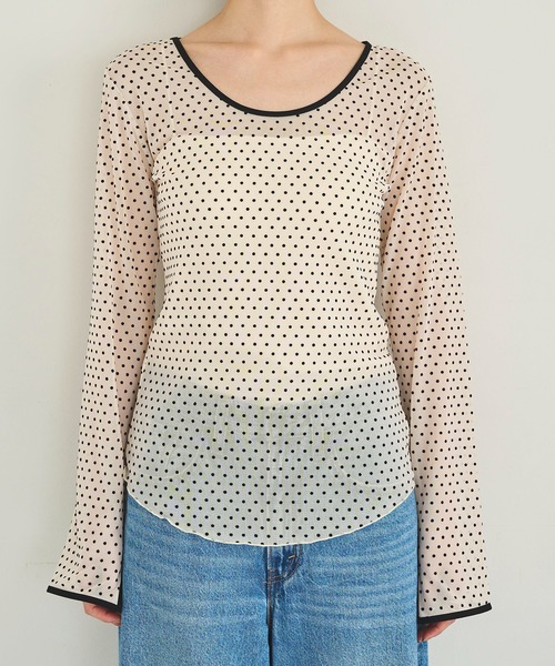 meilmada（メイルマダ）の「2wayフロッキードットシアートップス（Tシャツ/カットソー・レディース・アイボリー/ブラック・FREE）」の22枚目の写真
