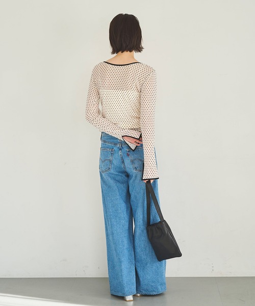 meilmada（メイルマダ）の「2wayフロッキードットシアートップス（Tシャツ/カットソー・レディース・アイボリー/ブラック・FREE）」の9枚目の写真