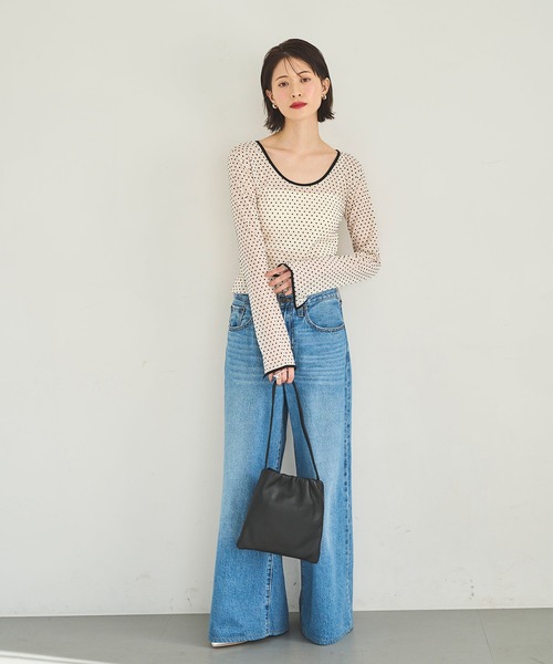 meilmada（メイルマダ）の「2wayフロッキードットシアートップス（Tシャツ/カットソー・レディース・アイボリー/ブラック・FREE）」の7枚目の写真