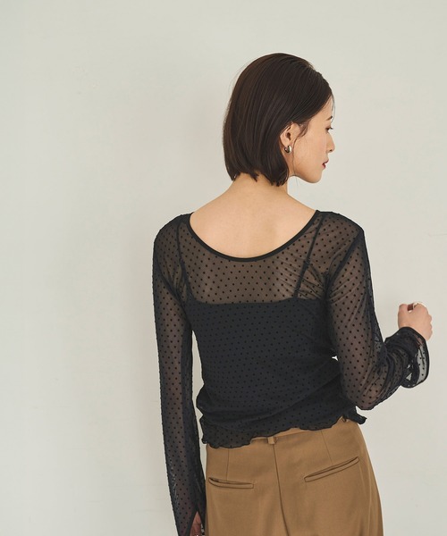 meilmada（メイルマダ）の「2wayフロッキードットシアートップス（Tシャツ/カットソー・レディース・アイボリー/ブラック・FREE）」の15枚目の写真