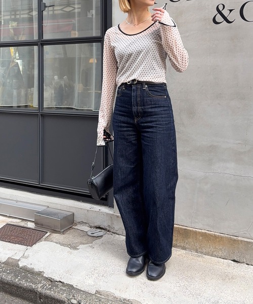 meilmada（メイルマダ）の「2wayフロッキードットシアートップス（Tシャツ/カットソー・レディース・アイボリー/ブラック・FREE）」の12枚目の写真