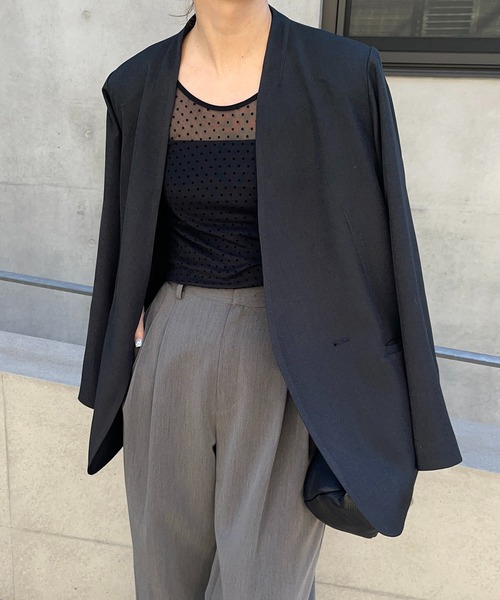 meilmada（メイルマダ）の「2wayフロッキードットシアートップス（Tシャツ/カットソー・レディース・アイボリー/ブラック・FREE）」の21枚目の写真