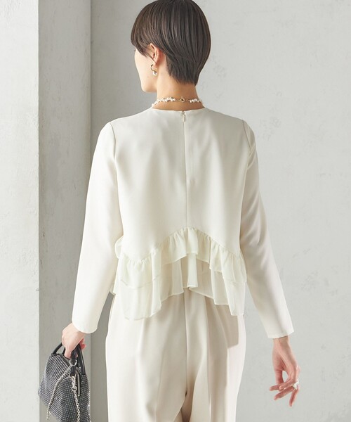 kaene(カエン)の「kaene:〈洗濯機可能〉フリル ペプラム ロング スリーブ ブラウス(セレモニー対応可)(シャツ/ブラウス・レディース・オフホワイト/ブラック・ONE SIZE)」の11枚目の写真