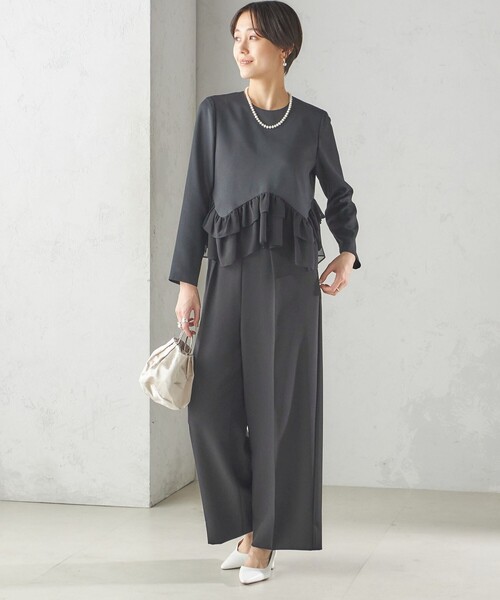 kaene(カエン)の「kaene:〈洗濯機可能〉フリル ペプラム ロング スリーブ ブラウス(セレモニー対応可)(シャツ/ブラウス・レディース・オフホワイト/ブラック・ONE SIZE)」の15枚目の写真