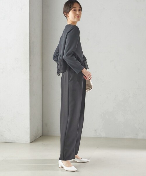 kaene(カエン)の「kaene:〈洗濯機可能〉フリル ペプラム ロング スリーブ ブラウス(セレモニー対応可)(シャツ/ブラウス・レディース・オフホワイト/ブラック・ONE SIZE)」の18枚目の写真