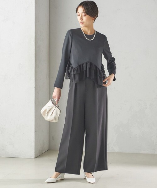 kaene(カエン)の「kaene:〈洗濯機可能〉フリル ペプラム ロング スリーブ ブラウス(セレモニー対応可)(シャツ/ブラウス・レディース・オフホワイト/ブラック・ONE SIZE)」の19枚目の写真