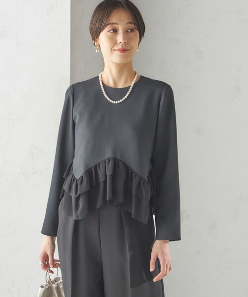 kaene(カエン)の「kaene:〈洗濯機可能〉フリル ペプラム ロング スリーブ ブラウス(セレモニー対応可)(シャツ/ブラウス・レディース・オフホワイト/ブラック・ONE SIZE)」の20枚目の写真