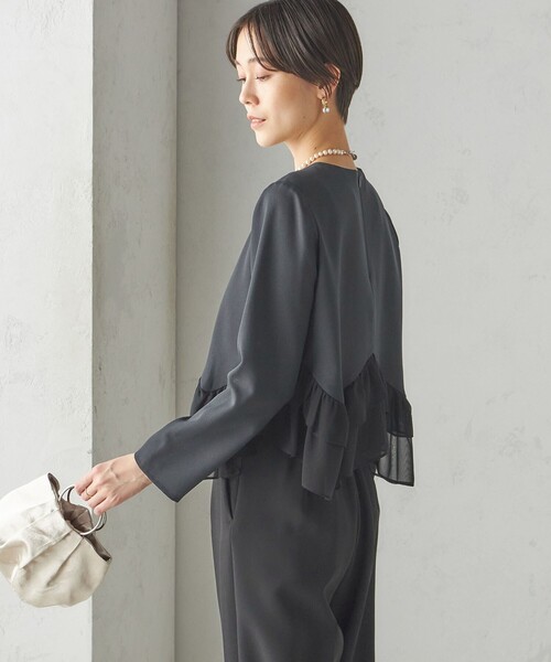 kaene(カエン)の「kaene:〈洗濯機可能〉フリル ペプラム ロング スリーブ ブラウス(セレモニー対応可)(シャツ/ブラウス・レディース・オフホワイト/ブラック・ONE SIZE)」の22枚目の写真