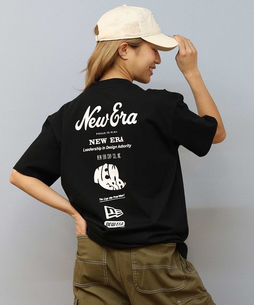 NEW ERA ☆ ROSE オーバーサイズ Tシャツ ブラック Women's 半袖 オーバーサイズド コットン Tシャツ ブラック