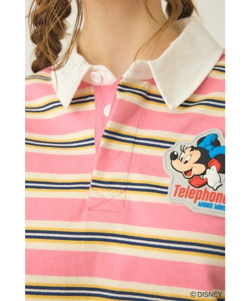 未使用級　ホーンガーメント × ディズニー　コラボ　ビンテージ加工　ポロシャツ MD TELEPHONE ロングスリーブ ポロシャツ / MINNIE（ポロシャツ