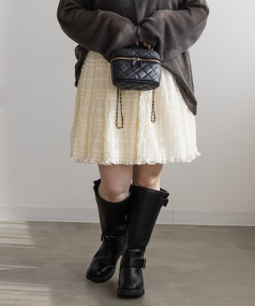 CLETTE(クレット)の「フリルシフォンミニスカート(スカート・レディース・ブラック/アイボリー・4L/3L/LL)」の9枚目の写真
