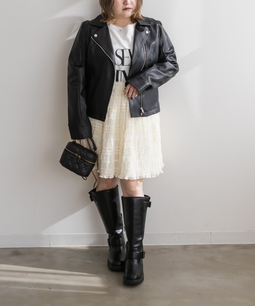 CLETTE(クレット)の「フリルシフォンミニスカート(スカート・レディース・ブラック/アイボリー・4L/3L/LL)」の12枚目の写真
