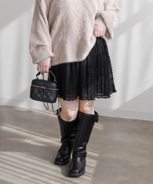 CLETTE(クレット)の「フリルシフォンミニスカート(スカート・レディース・ブラック/アイボリー・4L/3L/LL)」の3枚目の写真