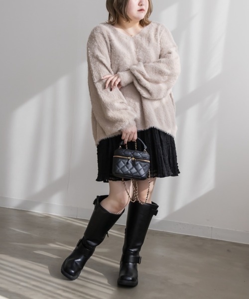CLETTE(クレット)の「フリルシフォンミニスカート(スカート・レディース・ブラック/アイボリー・4L/3L/LL)」の5枚目の写真