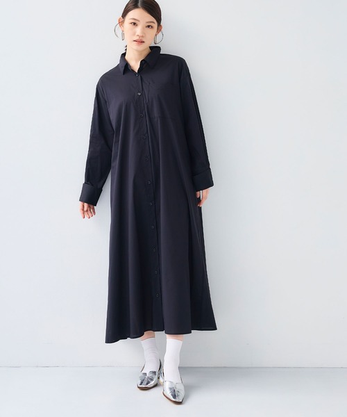 CROSS FUNCTION(クロスファンクション)の「《シワになりにくい》サマ美え ボリュームシャツワンピース【CF/クロスファンクション】(ジャンパースカート・レディース・ブルー/ブラック・LL/L/M)」の18枚目の写真