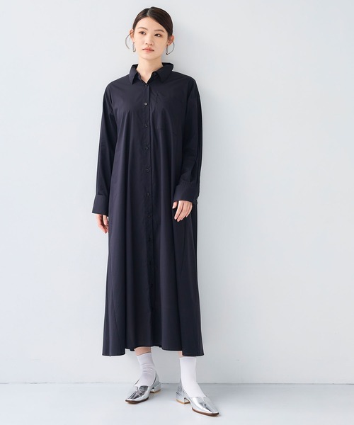 CROSS FUNCTION(クロスファンクション)の「《シワになりにくい》サマ美え ボリュームシャツワンピース【CF/クロスファンクション】(ジャンパースカート・レディース・ブルー/ブラック・LL/L/M)」の15枚目の写真