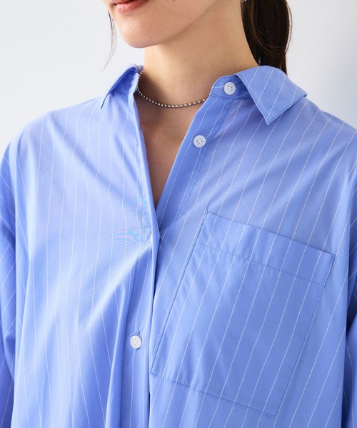 CROSS FUNCTION(クロスファンクション)の「《シワになりにくい》サマ美え ボリュームシャツワンピース【CF/クロスファンクション】(ジャンパースカート・レディース・ブルー/ブラック・LL/L/M)」の22枚目の写真