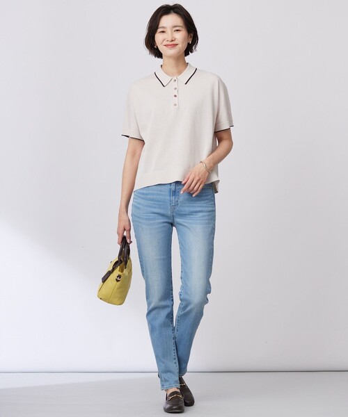 【洗える】COTTON POLYESTER ニットポロ 洗える】DRY COTTON ニットポロ / J.PRESS LADIES L