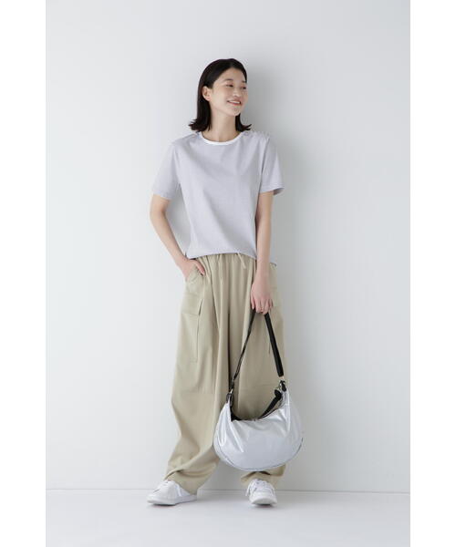 human woman(ヒューマンウーマン)の「◆半袖Tシャツボーダーオーガニック綿天竺(Tシャツ/カットソー・レディース・ブラック系その他3・MEDIUM)」の4枚目の写真
