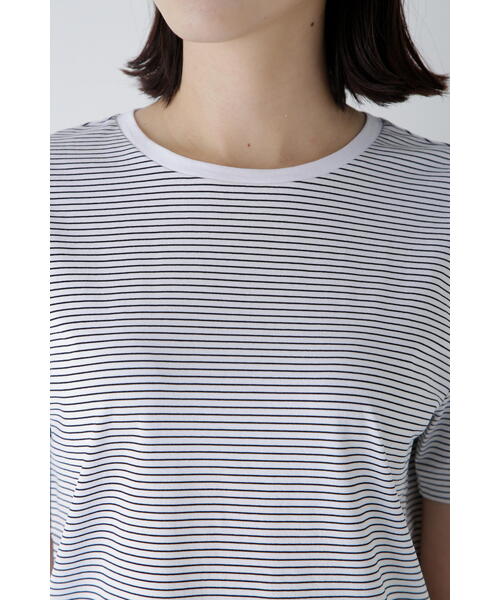 human woman(ヒューマンウーマン)の「◆半袖Tシャツボーダーオーガニック綿天竺(Tシャツ/カットソー・レディース・ブラック系その他3・MEDIUM)」の8枚目の写真